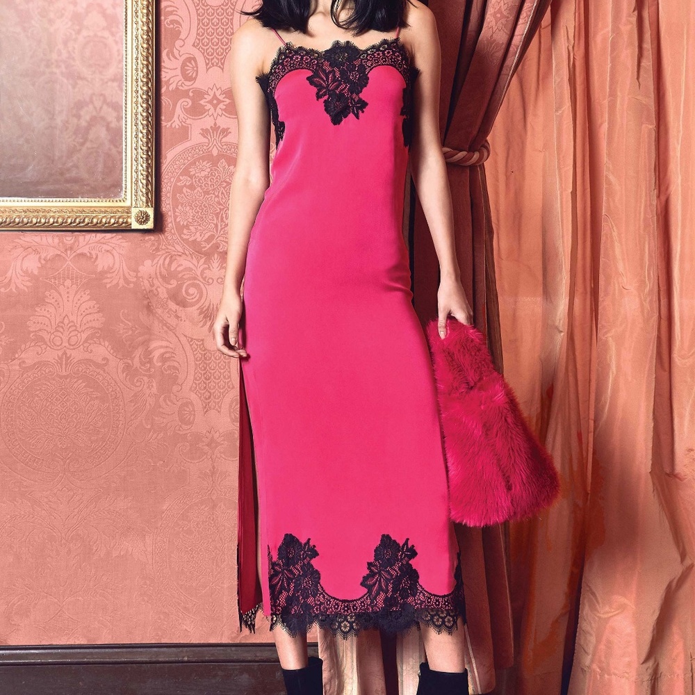 Alice + Olivia Luna lace-trimmed stretch-silk